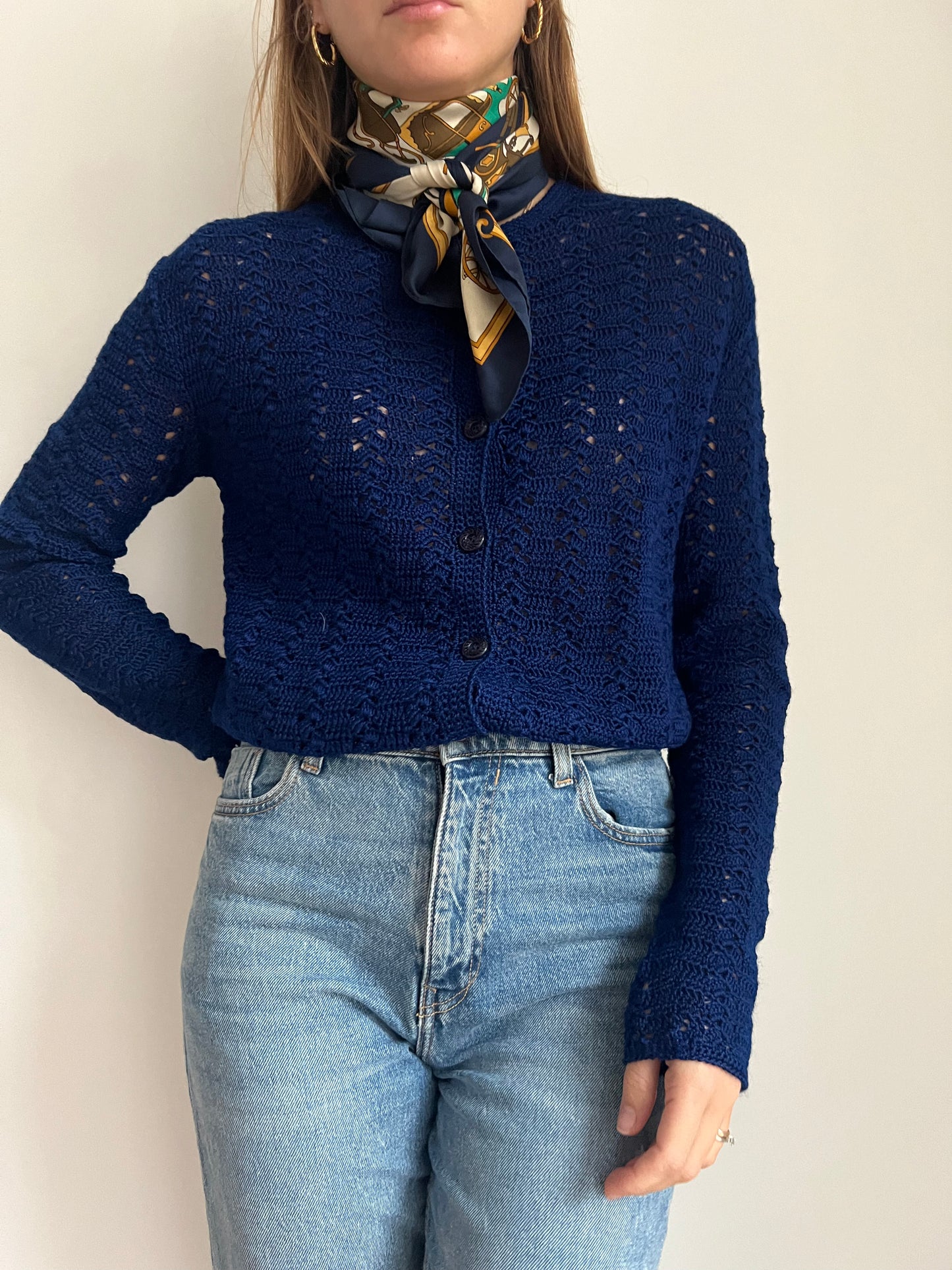 CARDIGAN TRAFORATO BLU