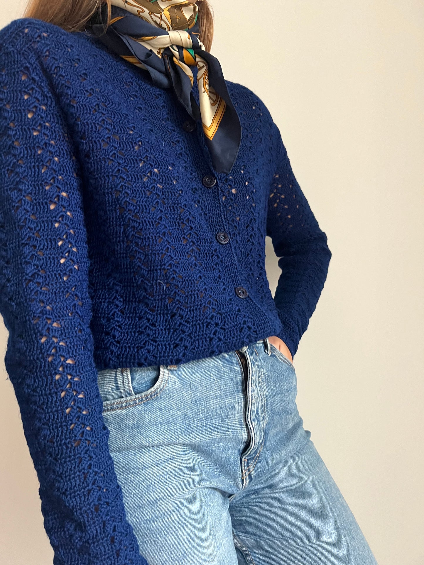 CARDIGAN TRAFORATO BLU