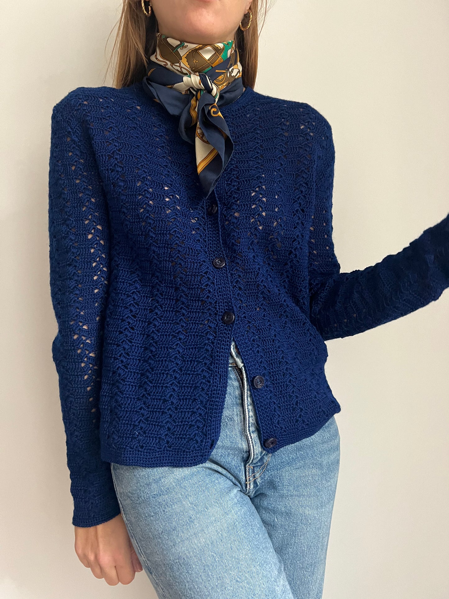CARDIGAN TRAFORATO BLU