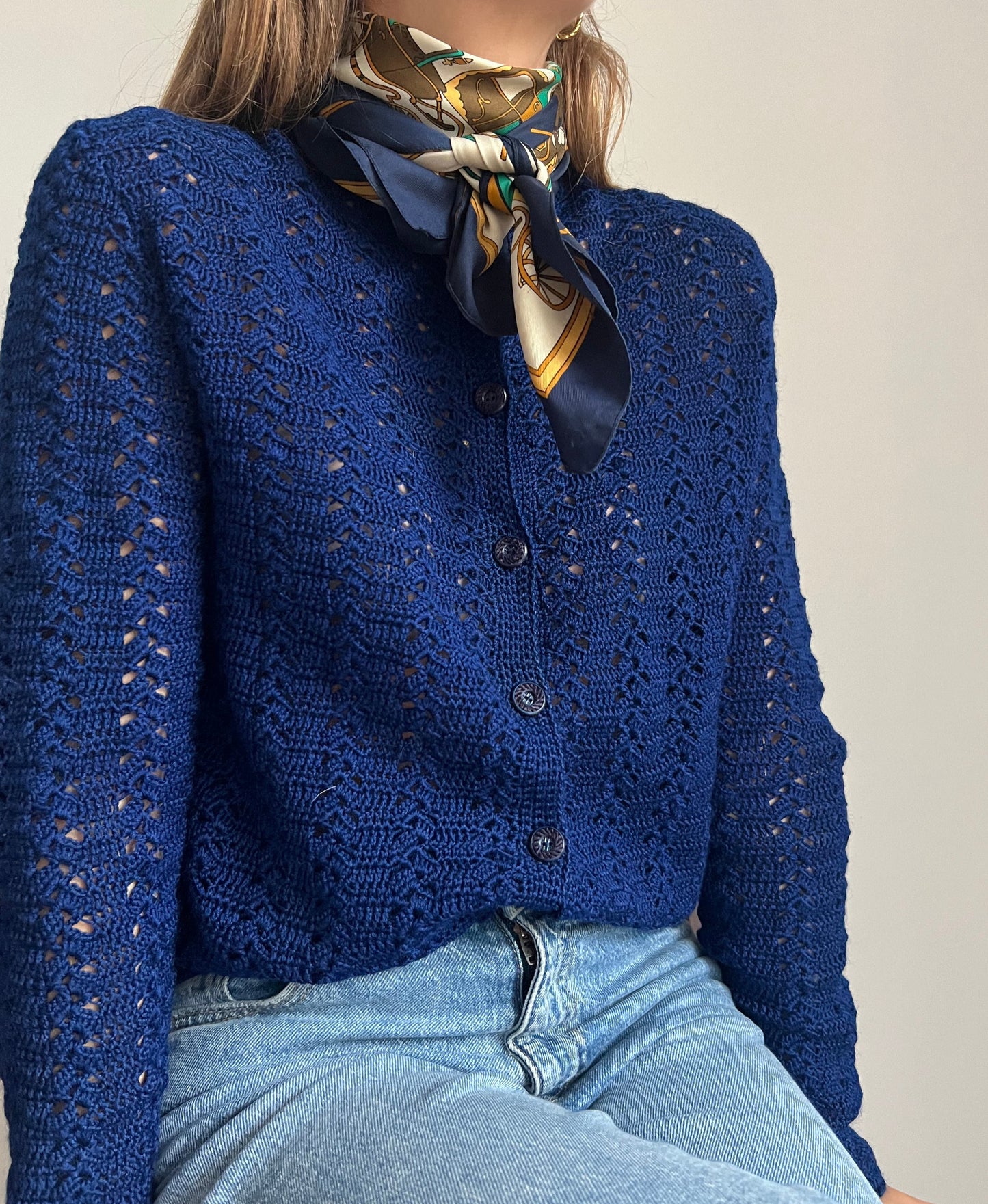 CARDIGAN TRAFORATO BLU