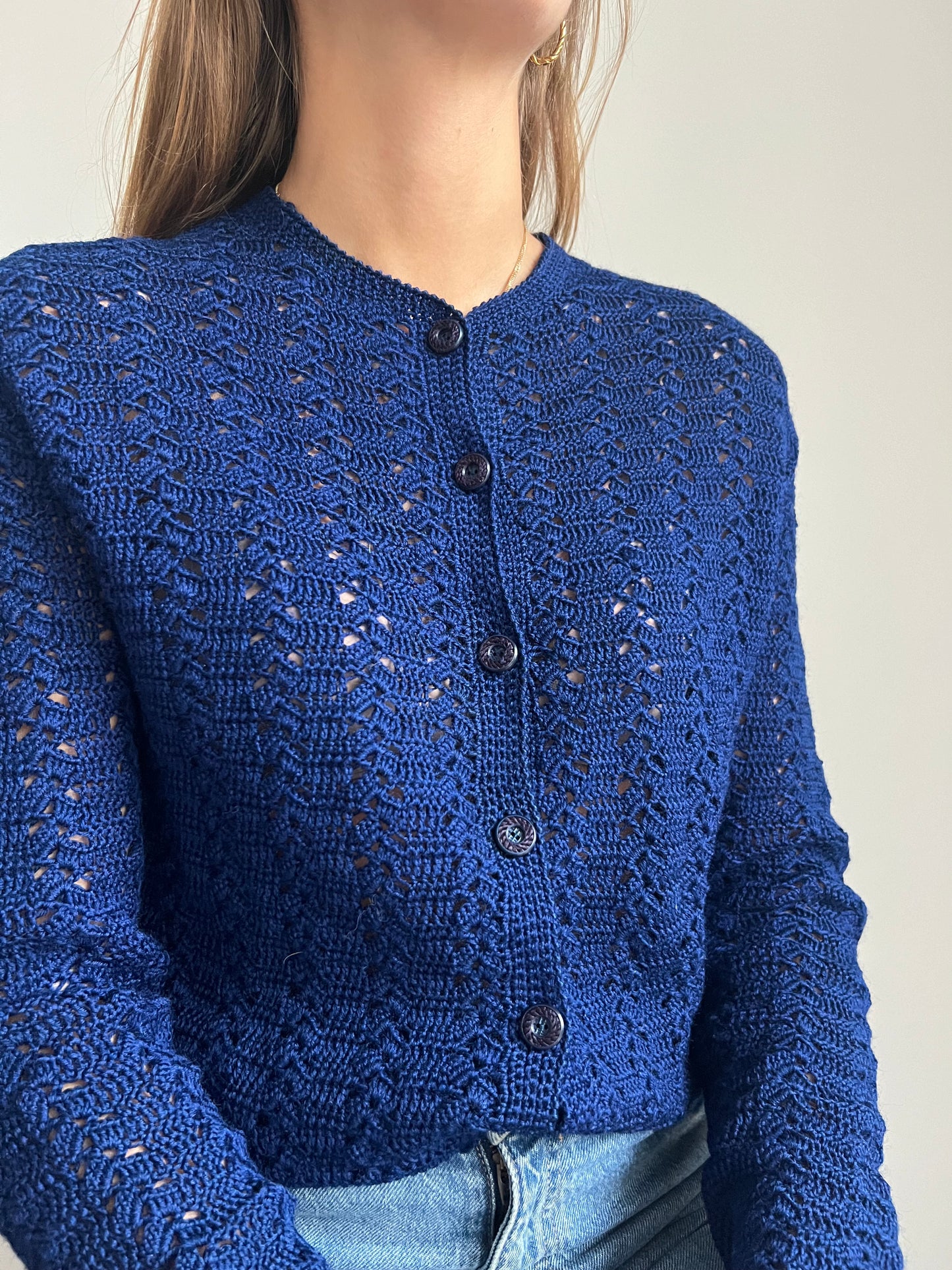 CARDIGAN TRAFORATO BLU