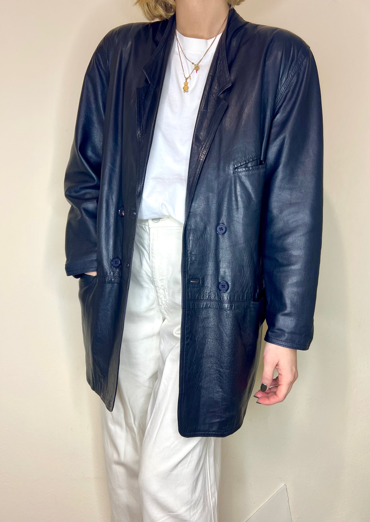 GIACCA PELLE BLU