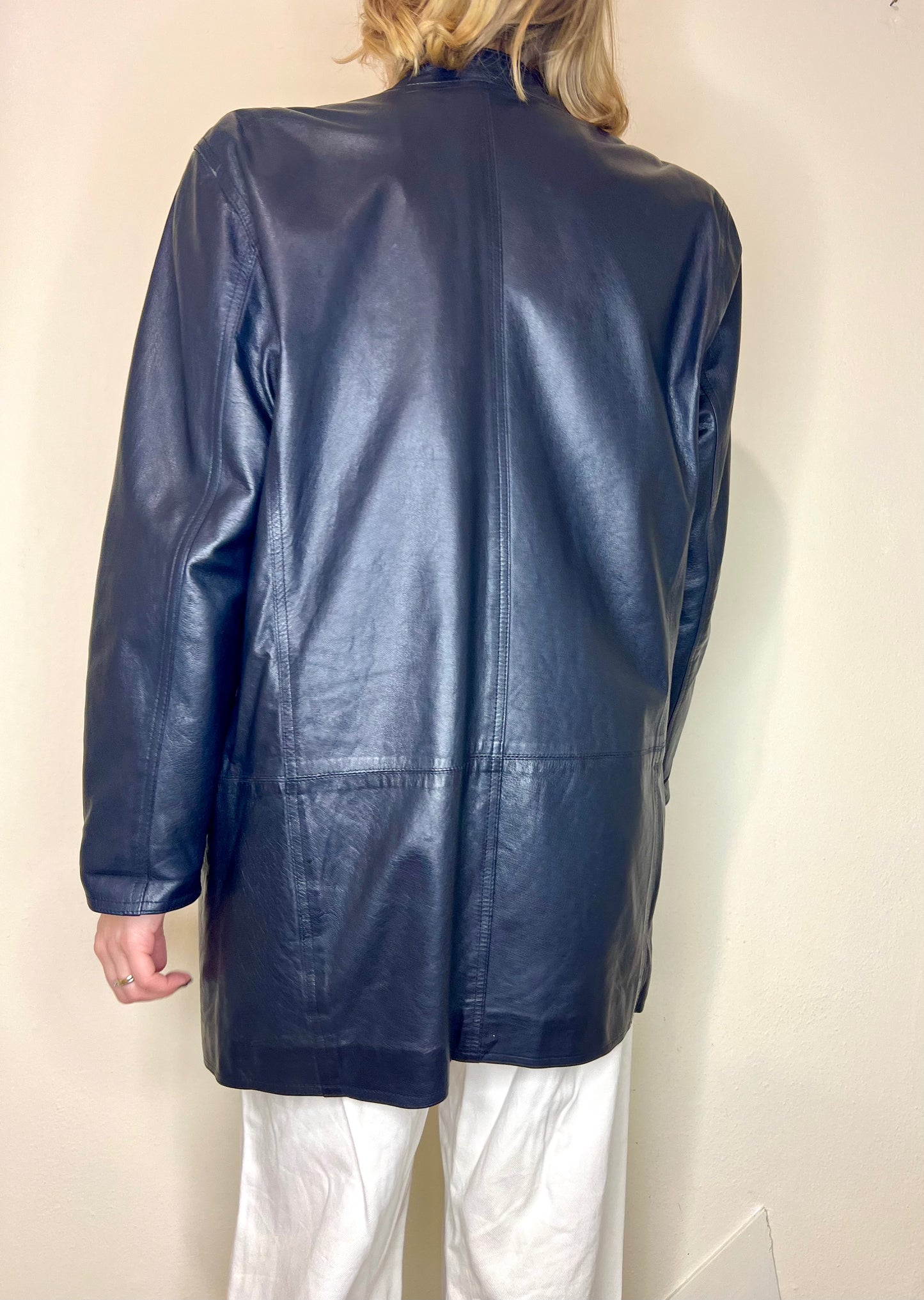 GIACCA PELLE BLU