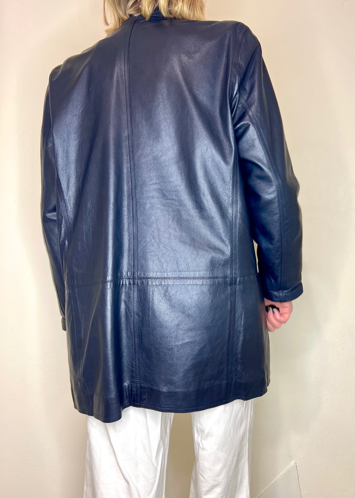 GIACCA PELLE BLU