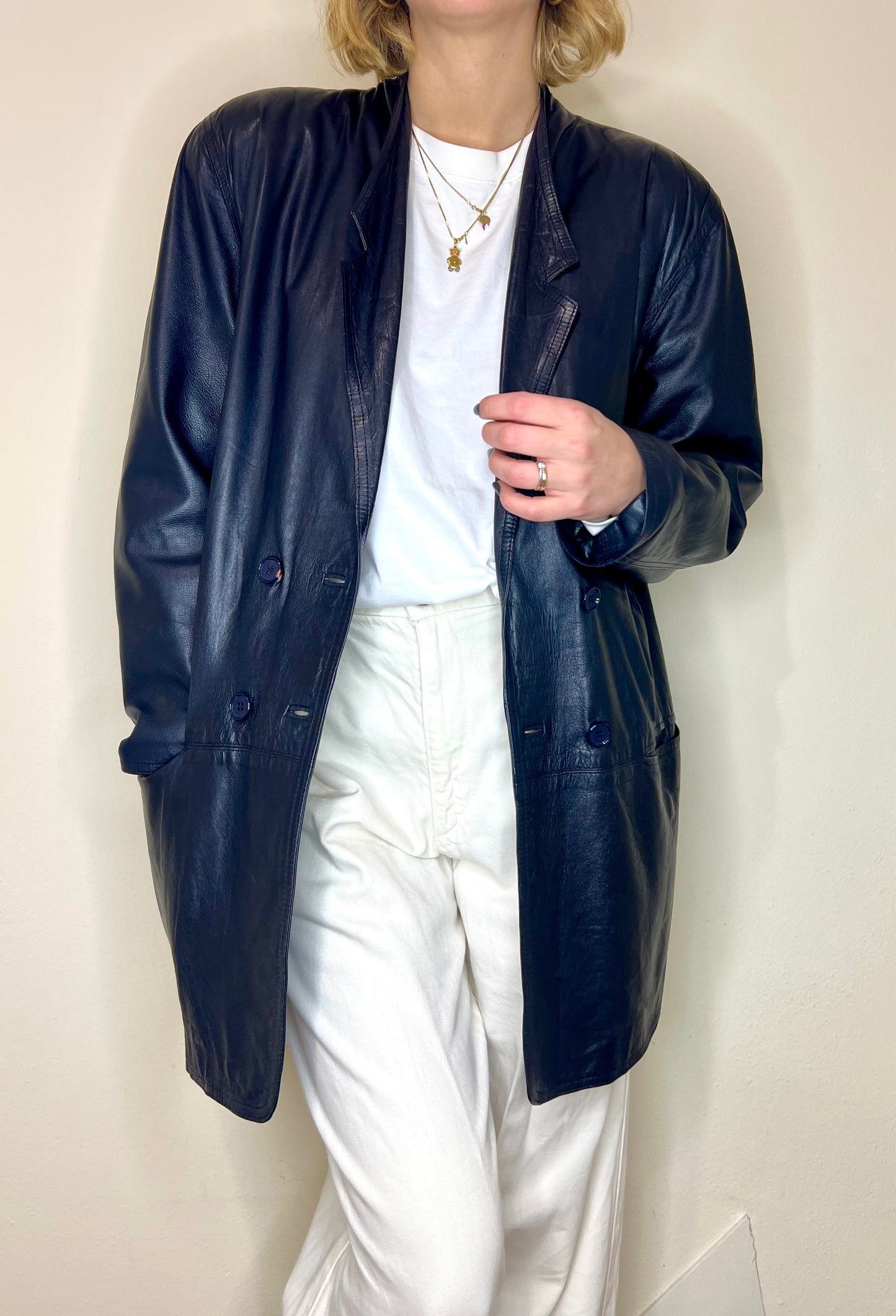 GIACCA PELLE BLU
