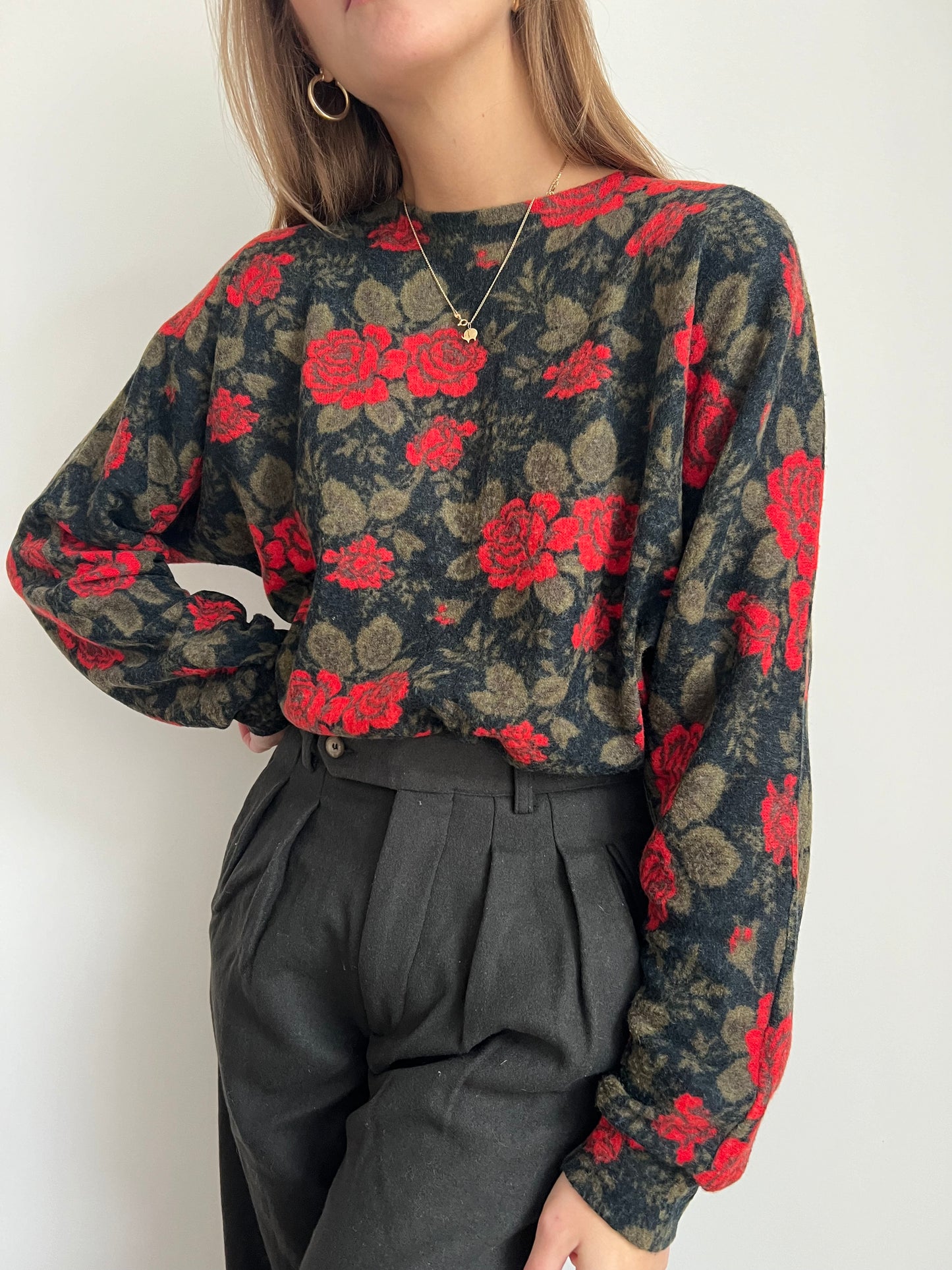 MAGLIA STAMPA ROSE