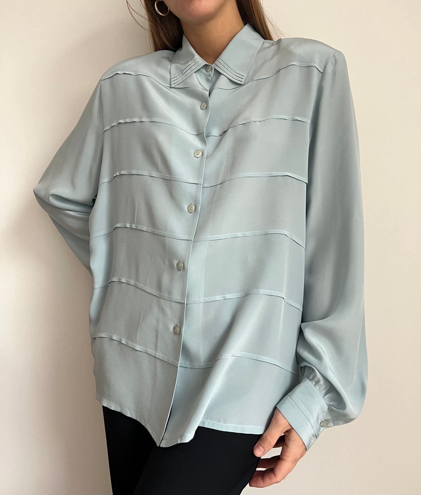 CAMICIA IN SETA AZZURRA