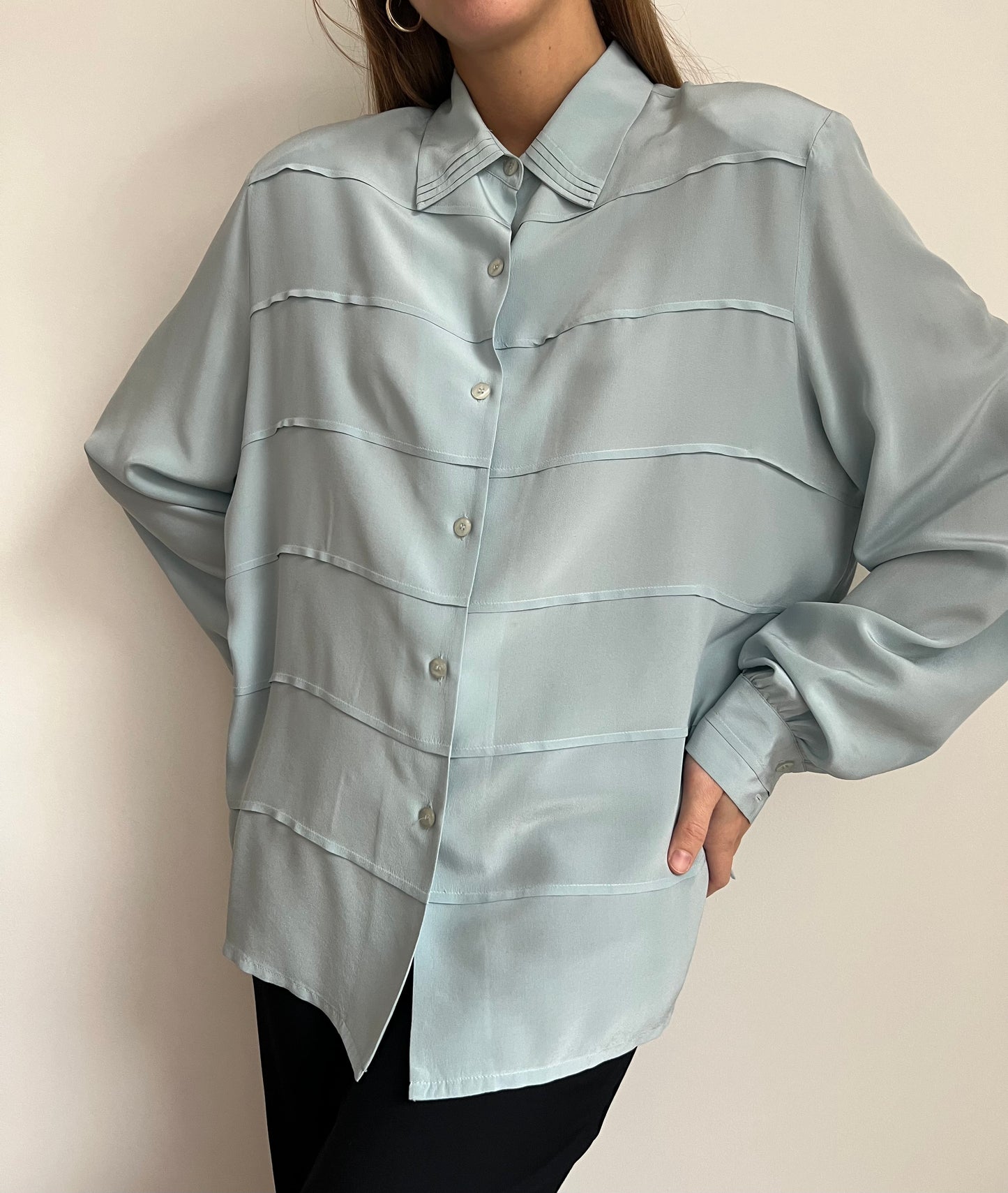CAMICIA IN SETA AZZURRA