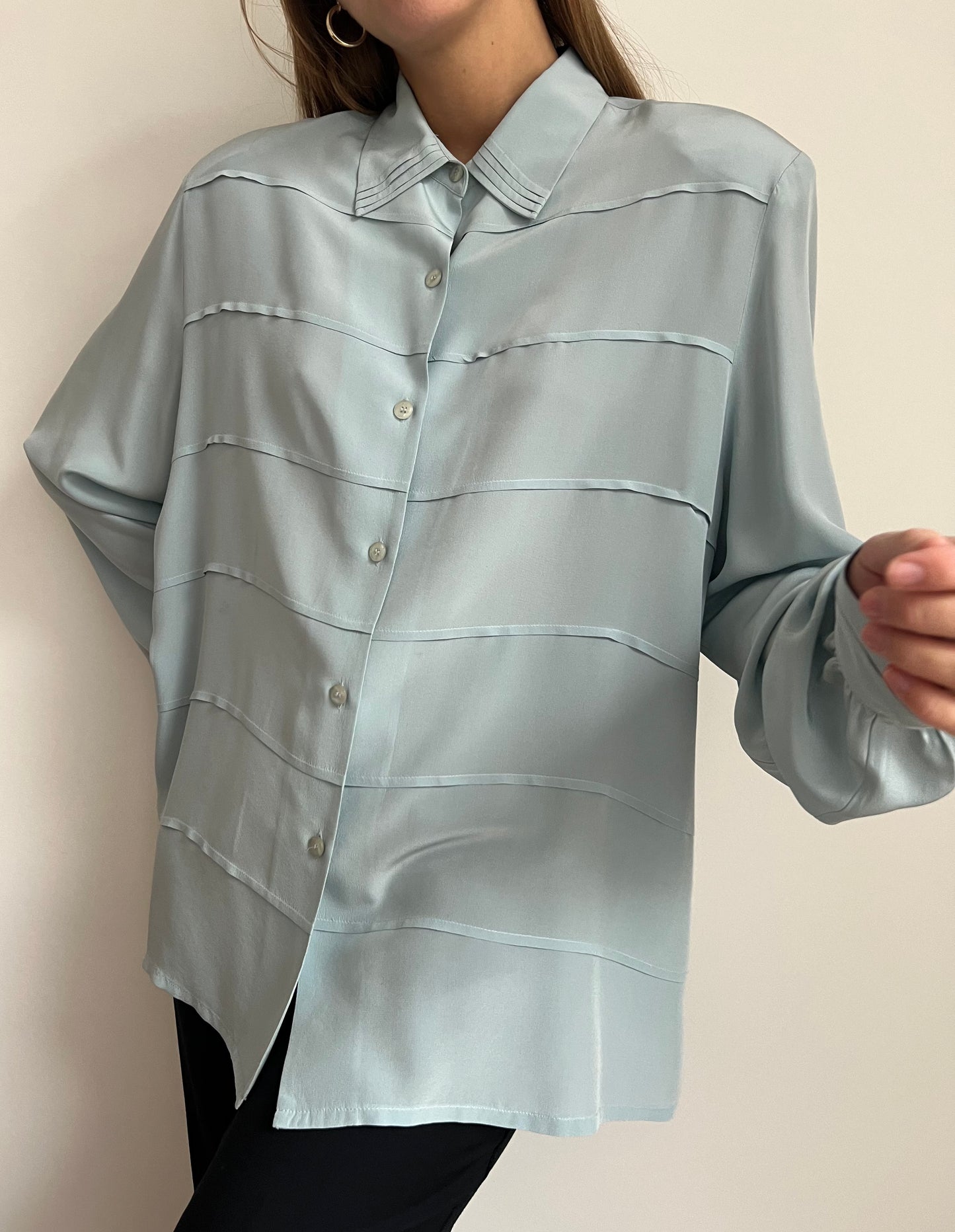 CAMICIA IN SETA AZZURRA