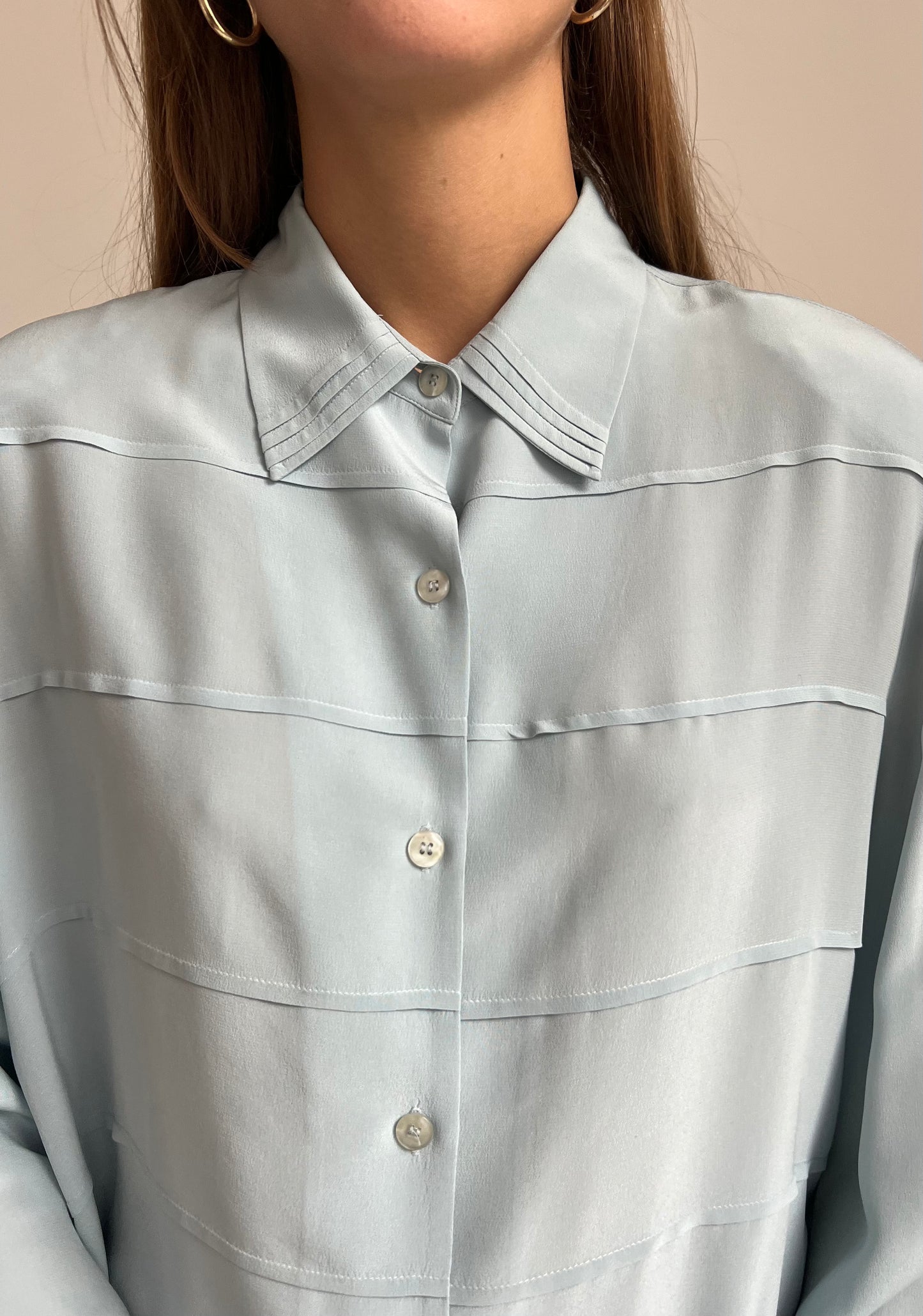 CAMICIA IN SETA AZZURRA