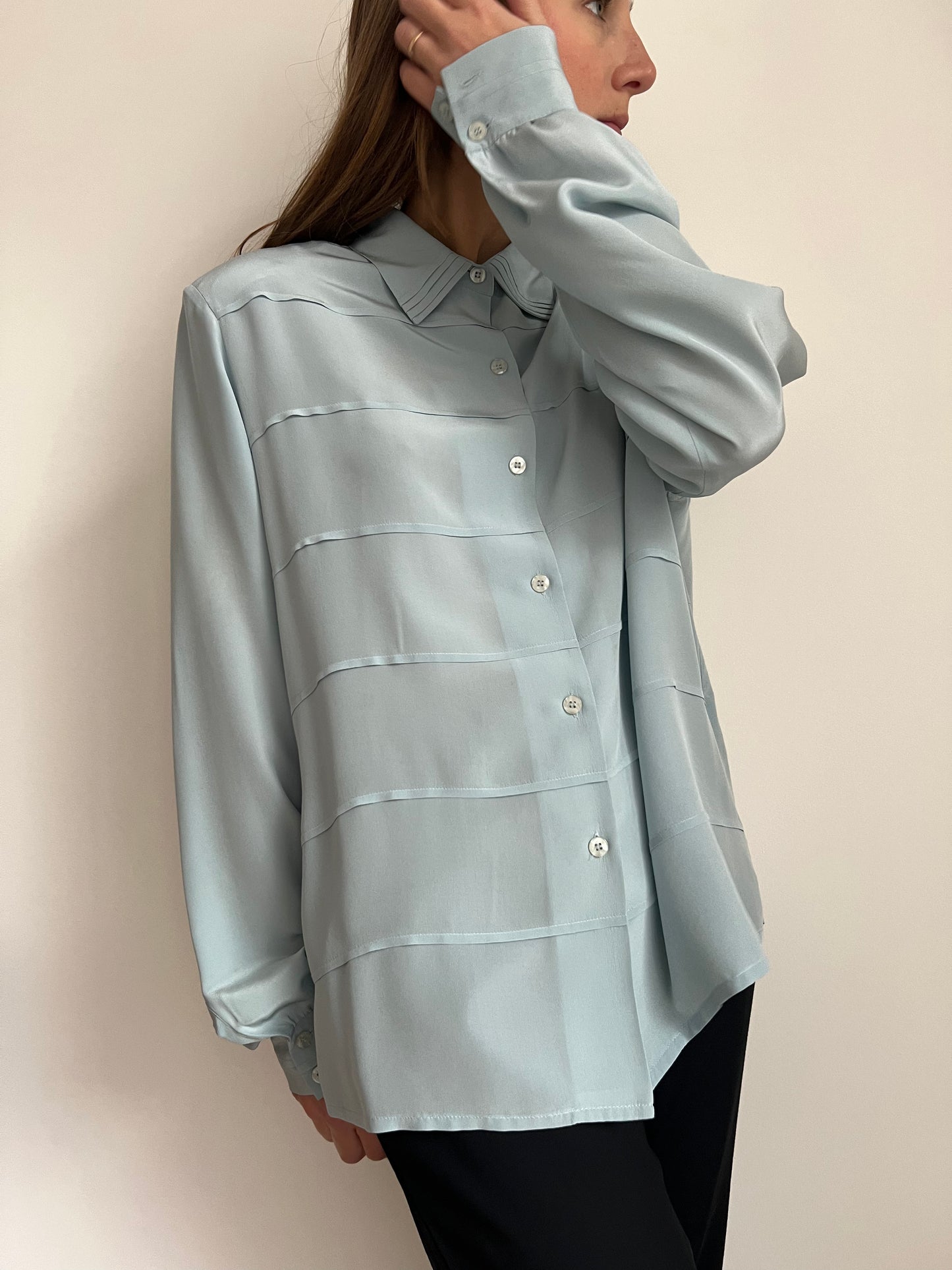 CAMICIA IN SETA AZZURRA