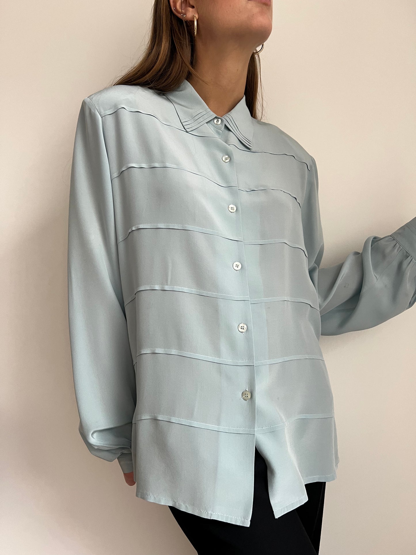 CAMICIA IN SETA AZZURRA