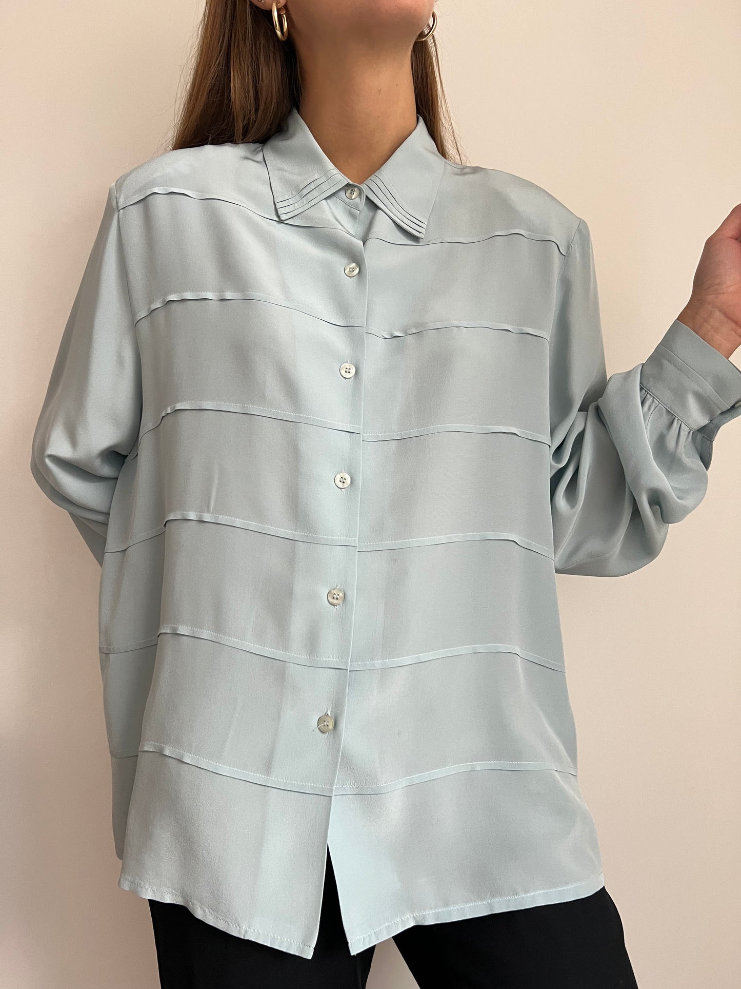 CAMICIA IN SETA AZZURRA