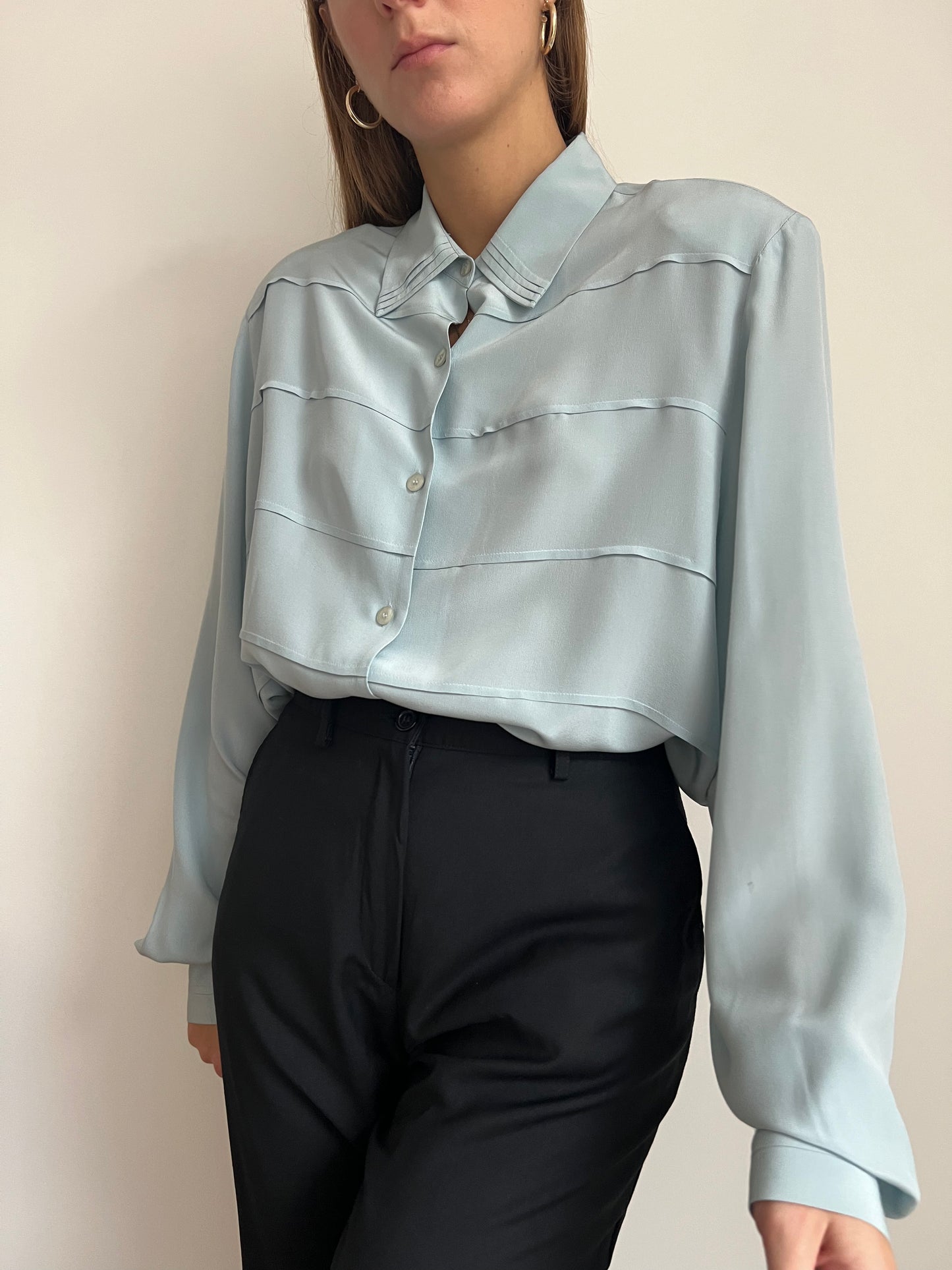 CAMICIA IN SETA AZZURRA