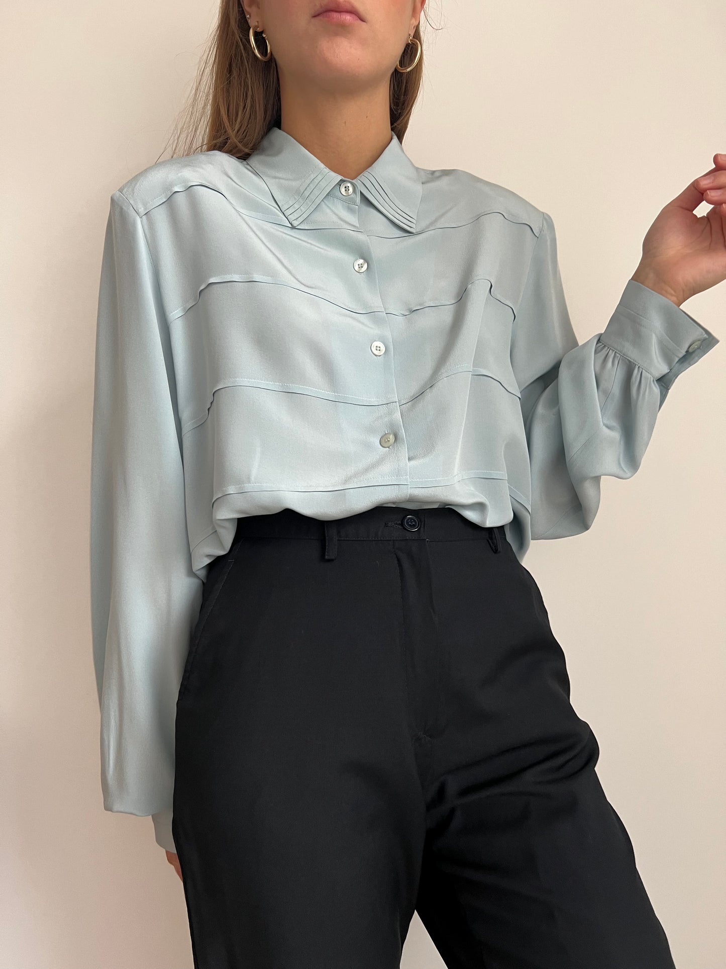 CAMICIA IN SETA AZZURRA