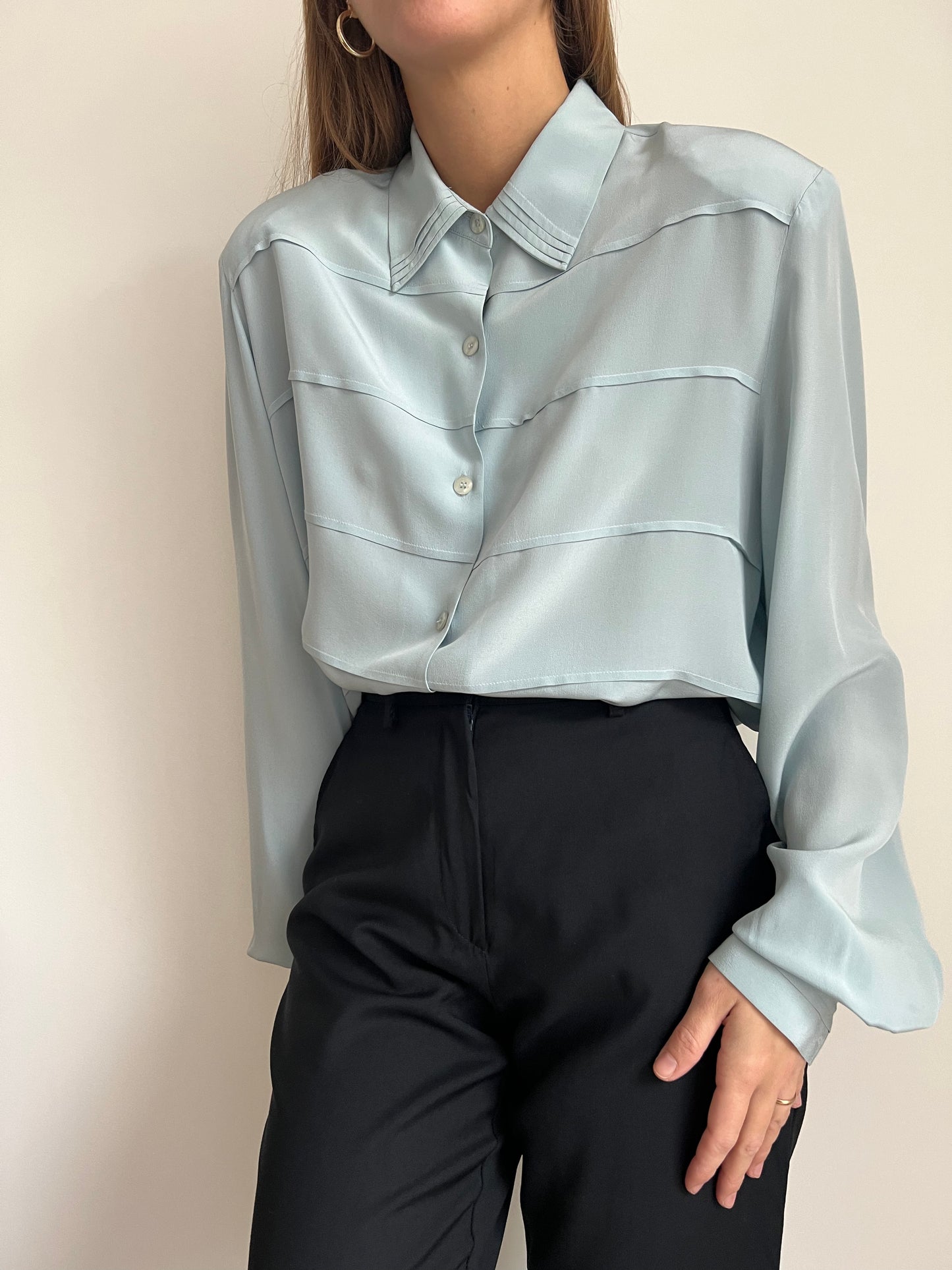 CAMICIA IN SETA AZZURRA