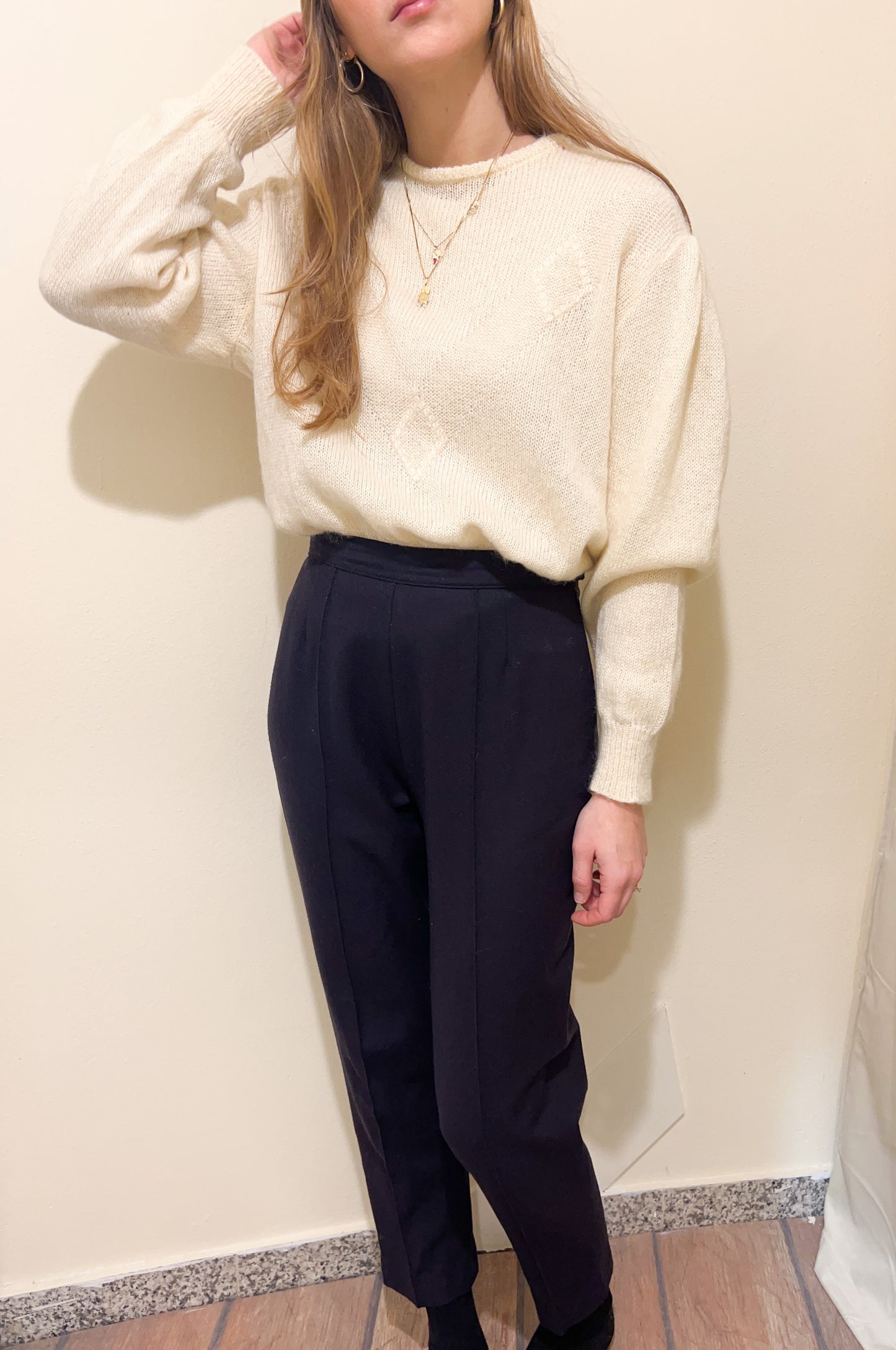 PANTALONE IN LANA NERO