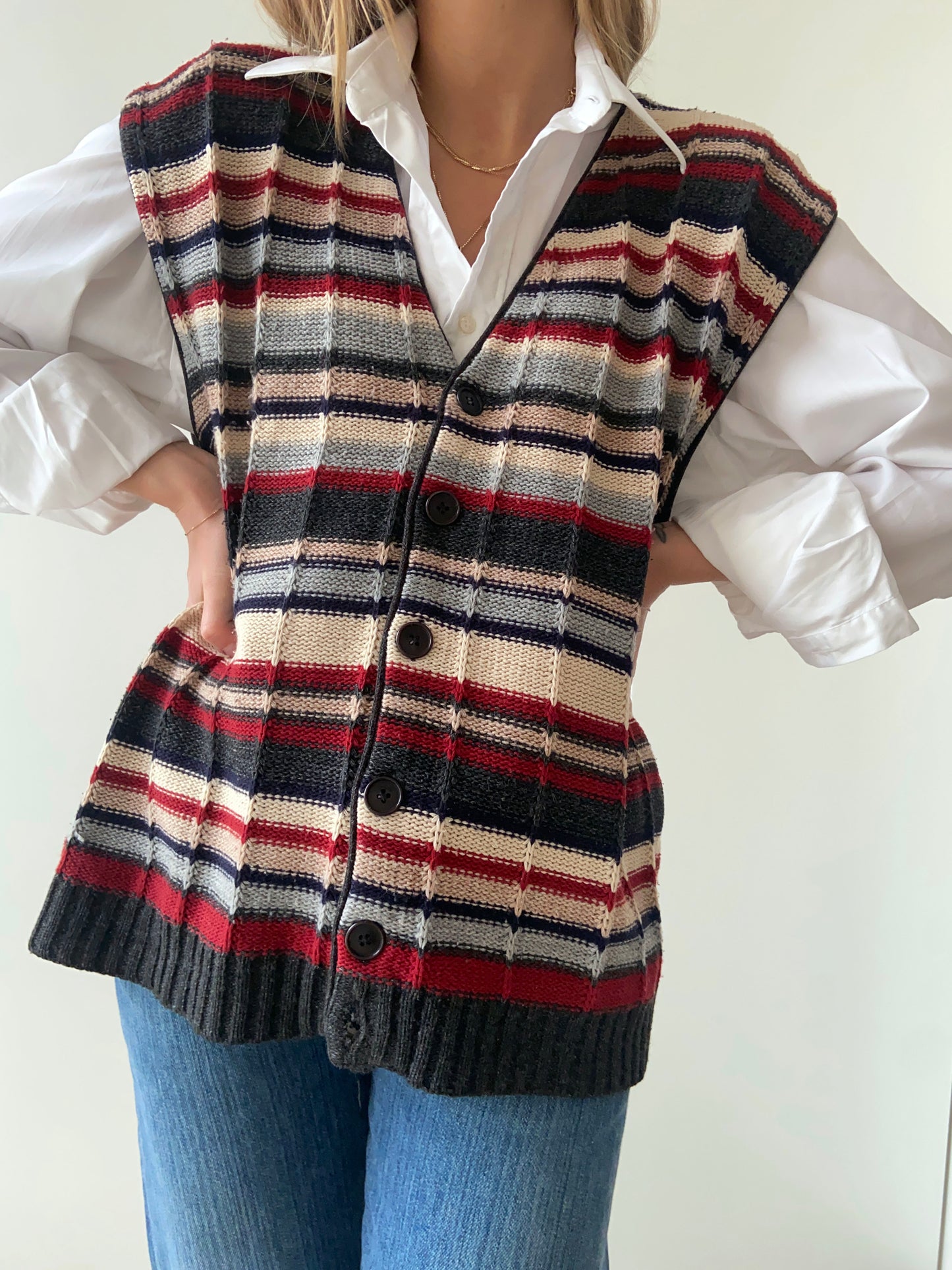 GILET A RIGHE MULTICOLOR
