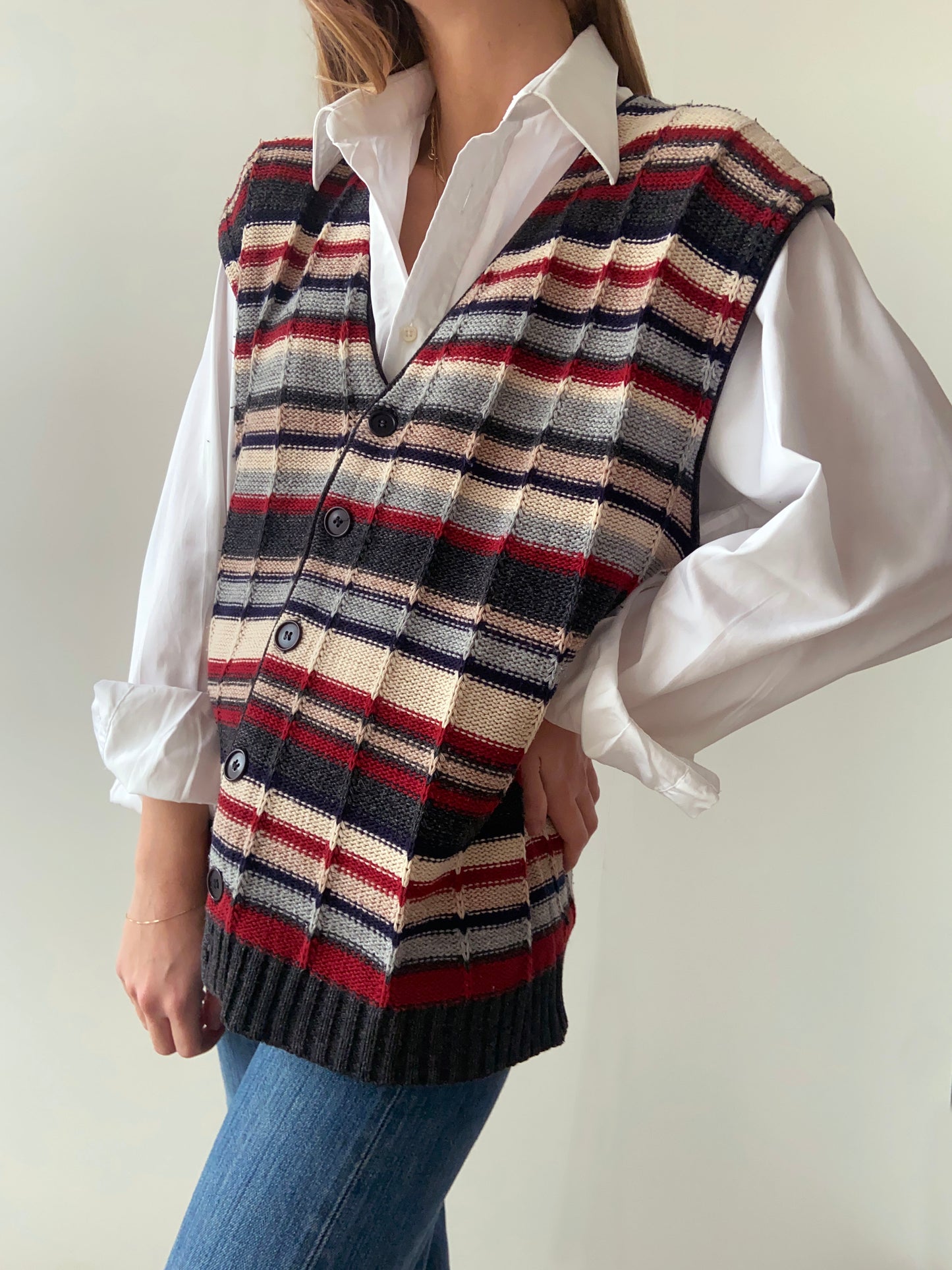 GILET A RIGHE MULTICOLOR