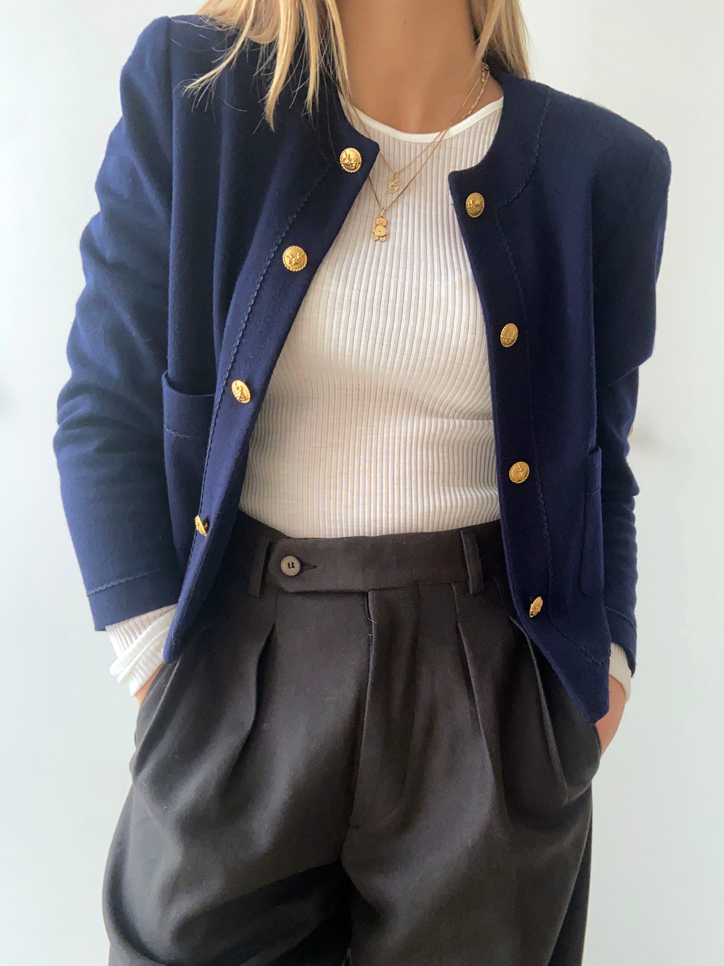 GIACCHINA BLU BOTTONI ORO