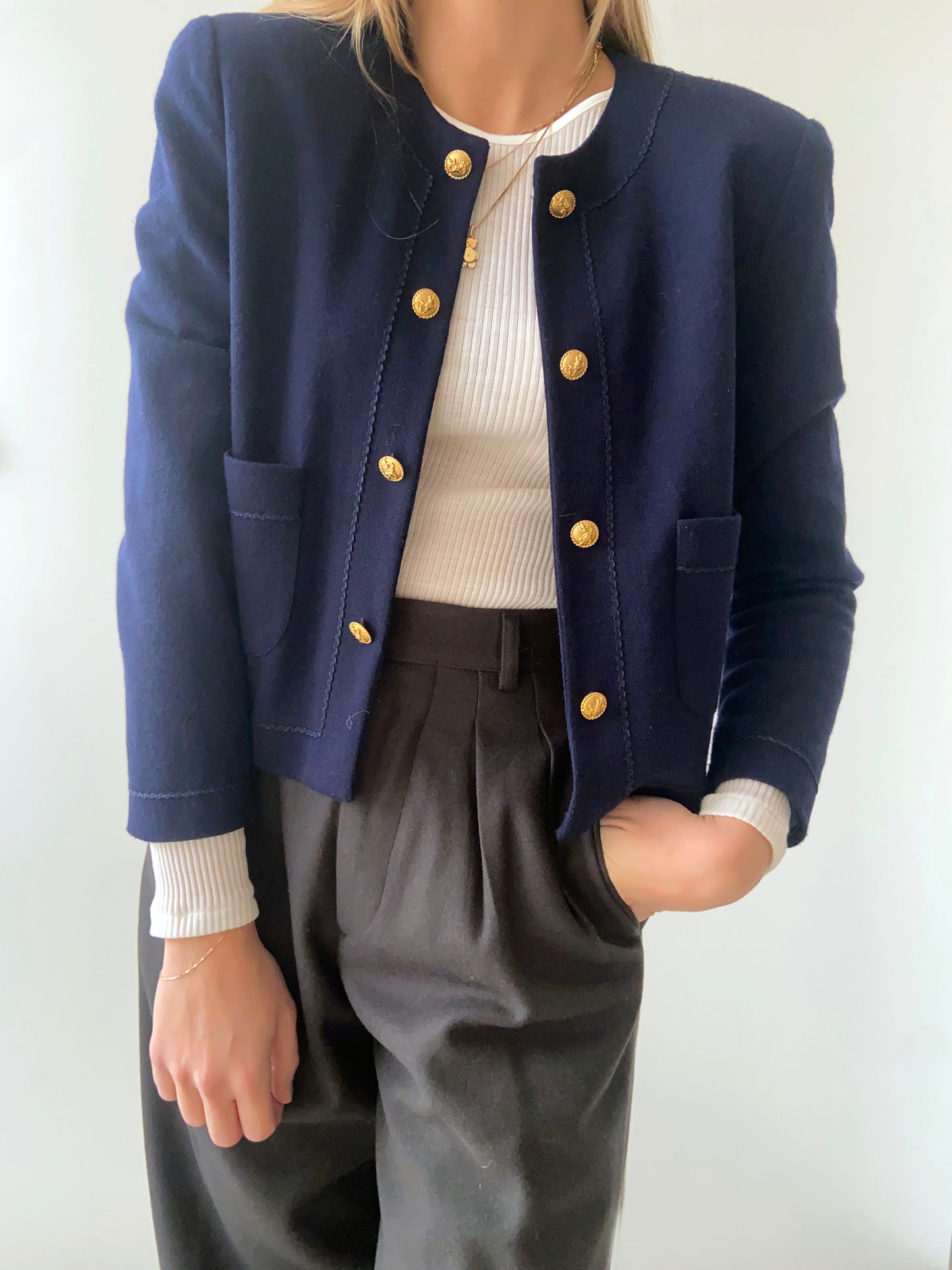 GIACCHINA BLU BOTTONI ORO
