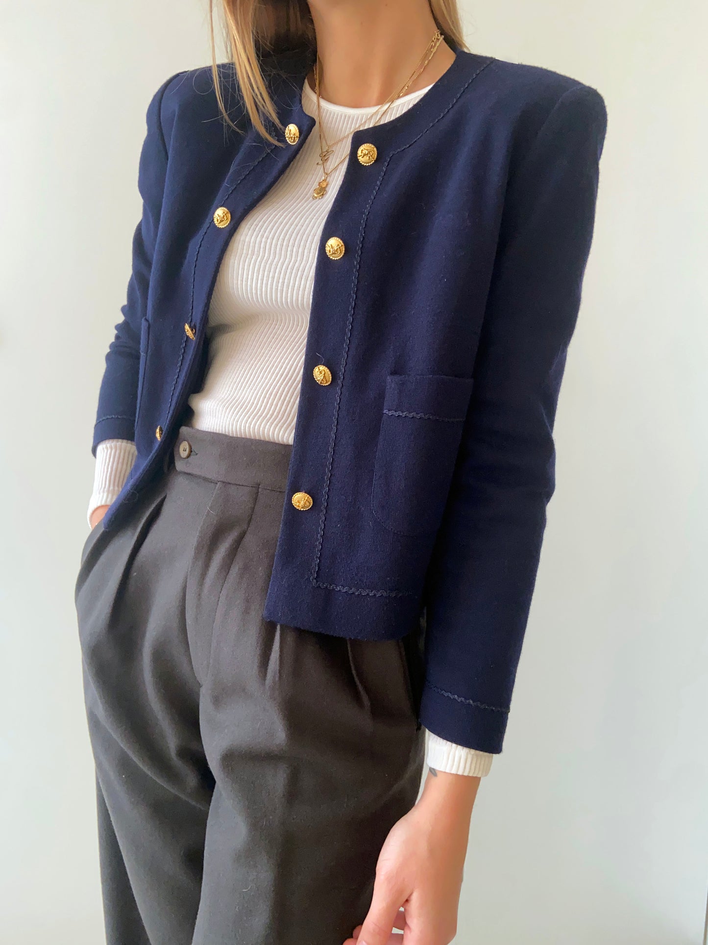 GIACCHINA BLU BOTTONI ORO