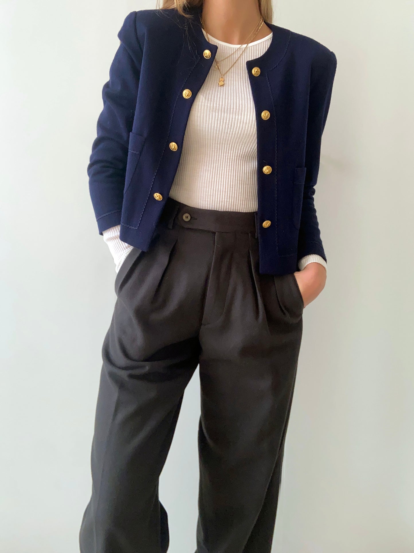 GIACCHINA BLU BOTTONI ORO