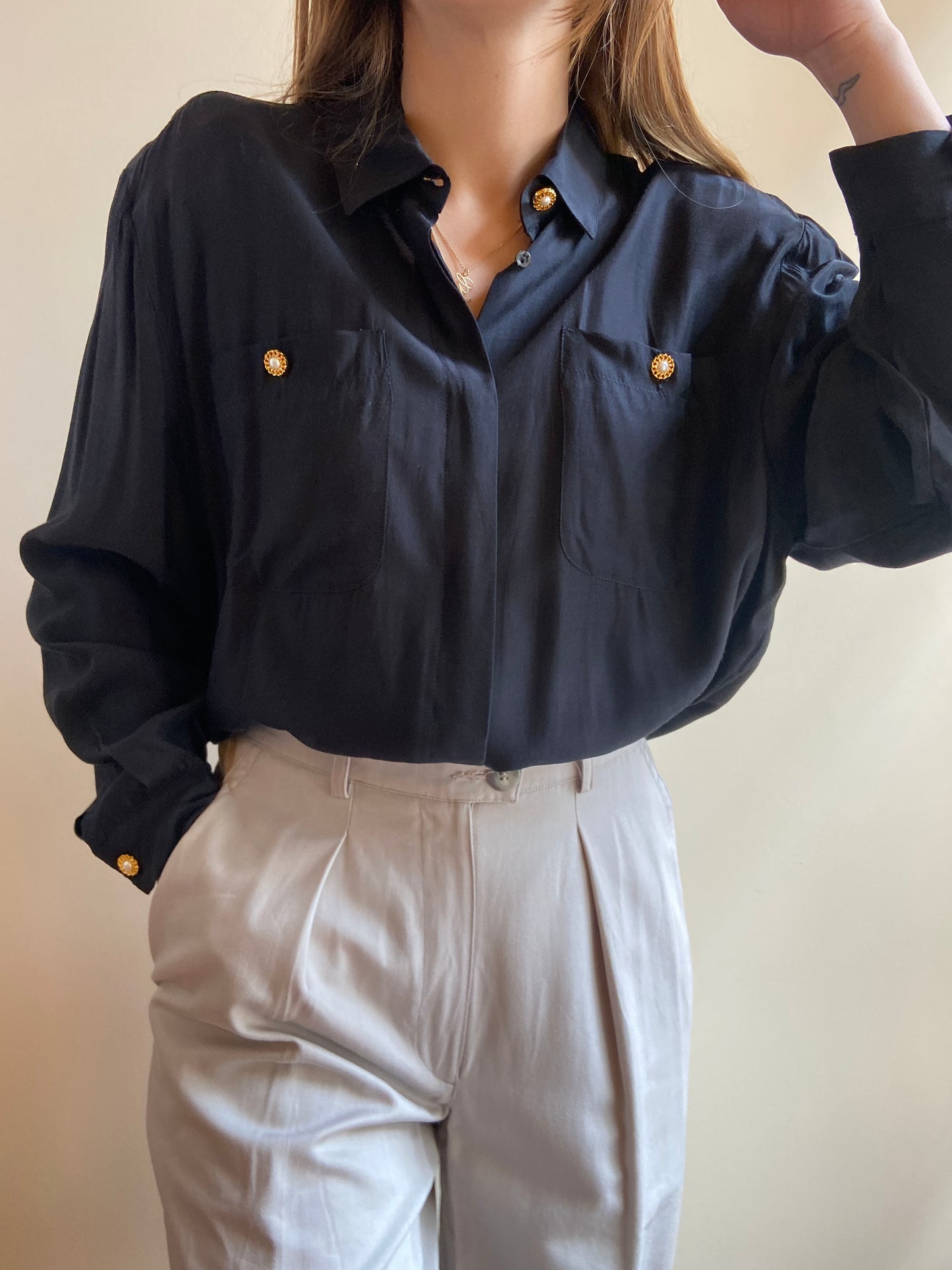CAMICIA VISCOSA NERA