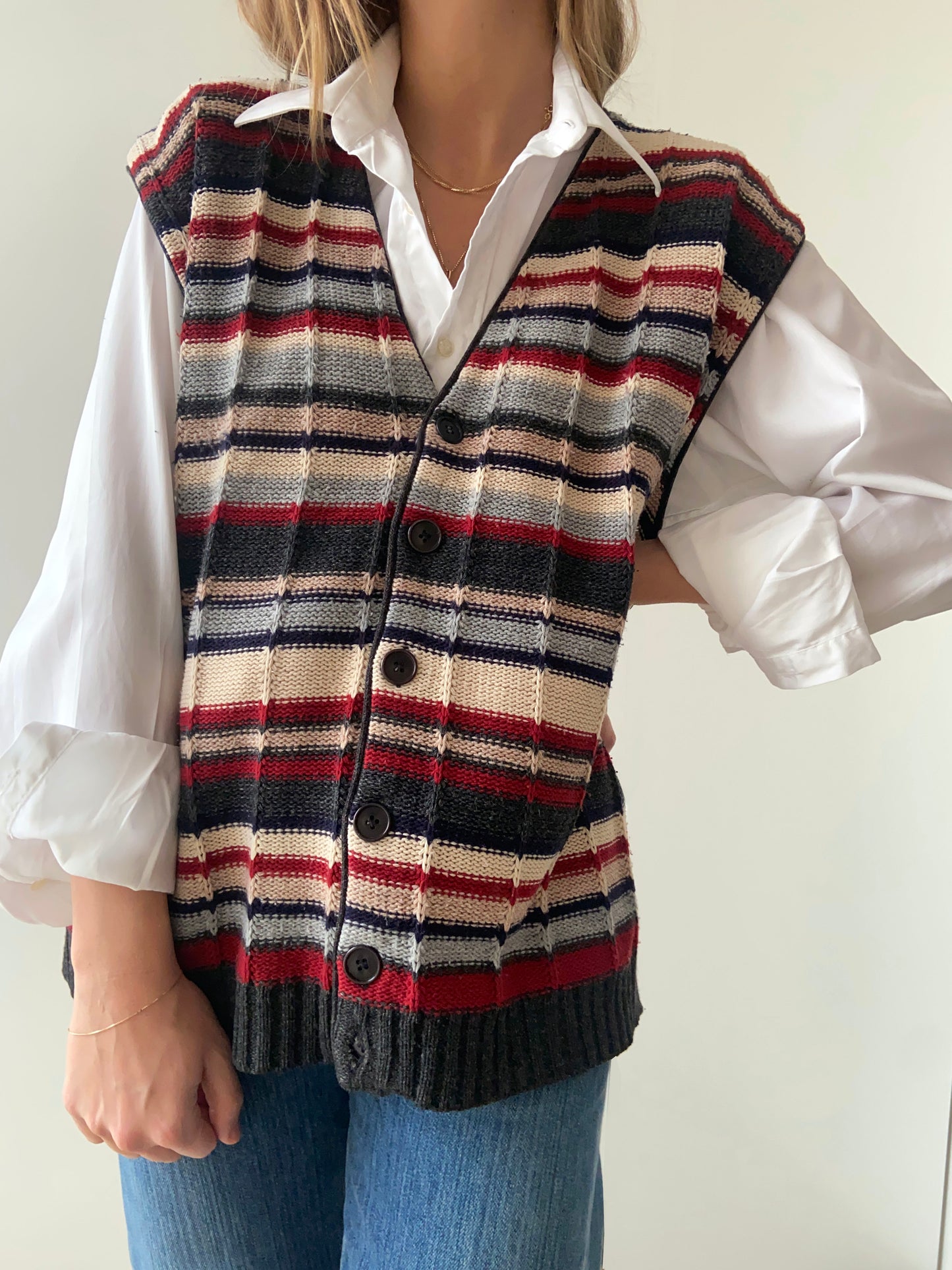 GILET A RIGHE MULTICOLOR