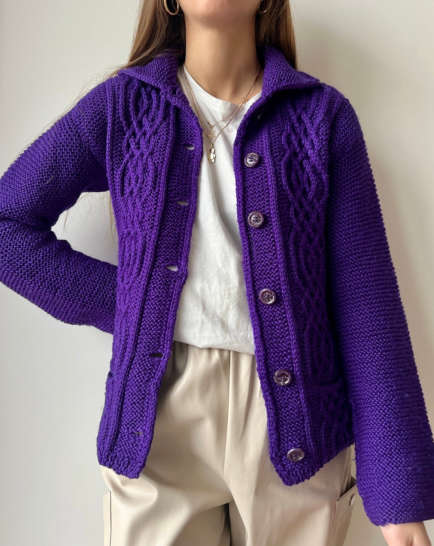 CARDIGAN VIOLA HANDMADE