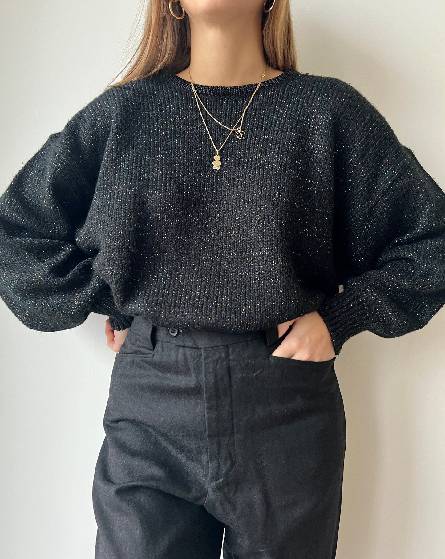 MAGLIONE NERO LAMÈ