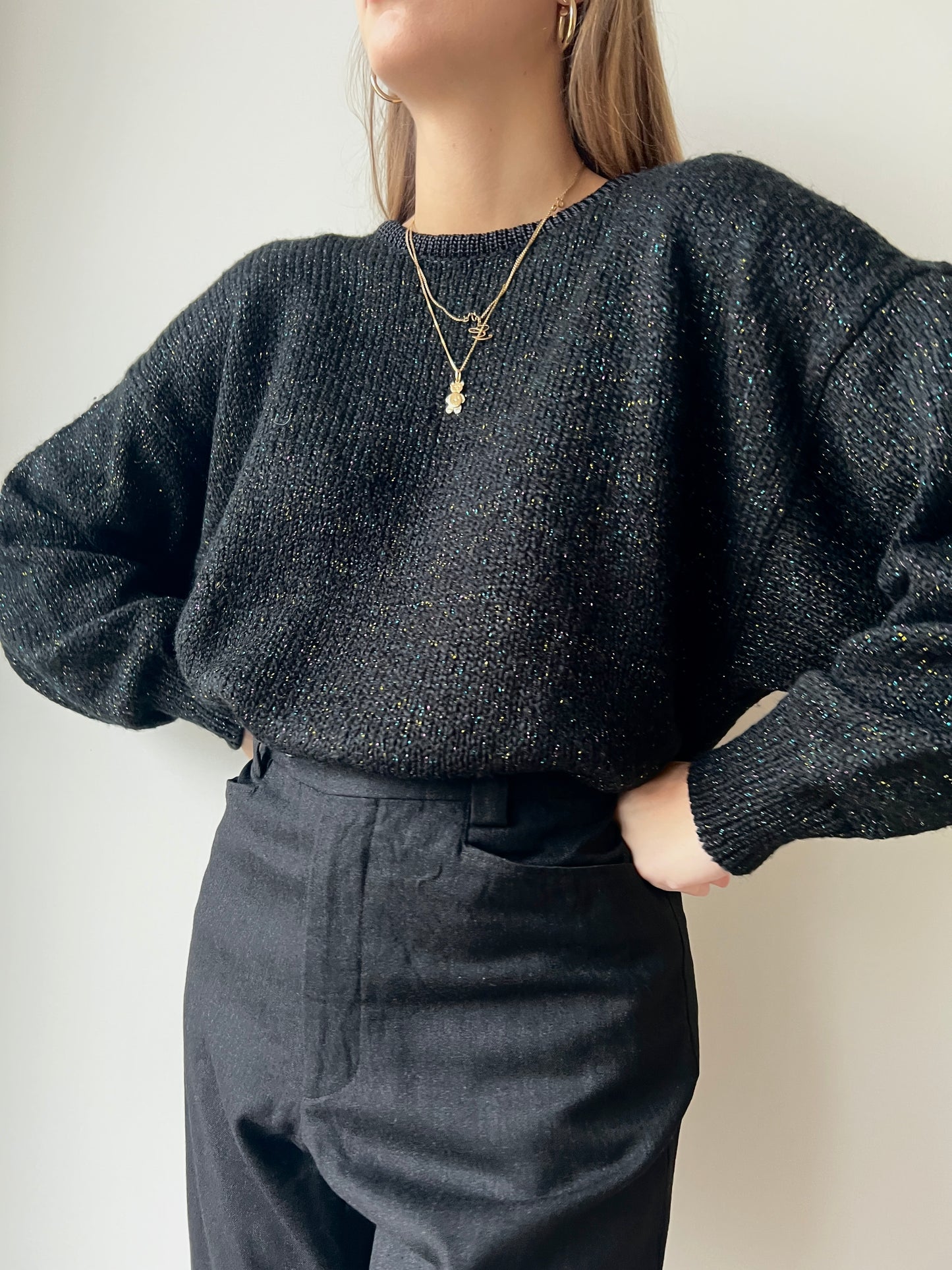 MAGLIONE NERO LAMÈ