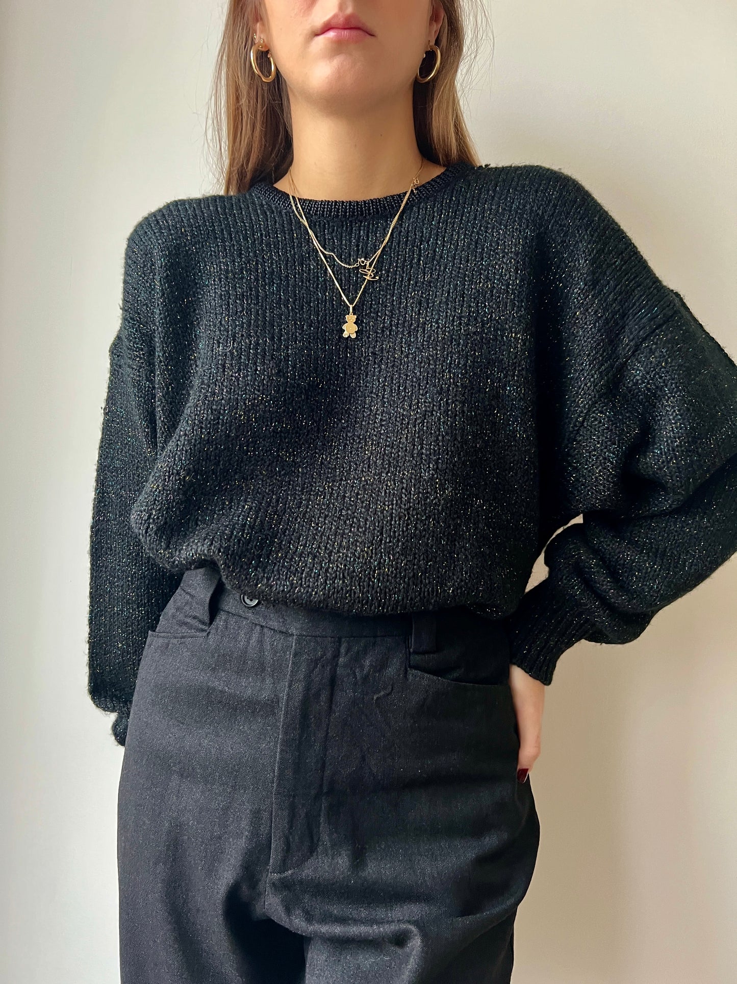 MAGLIONE NERO LAMÈ
