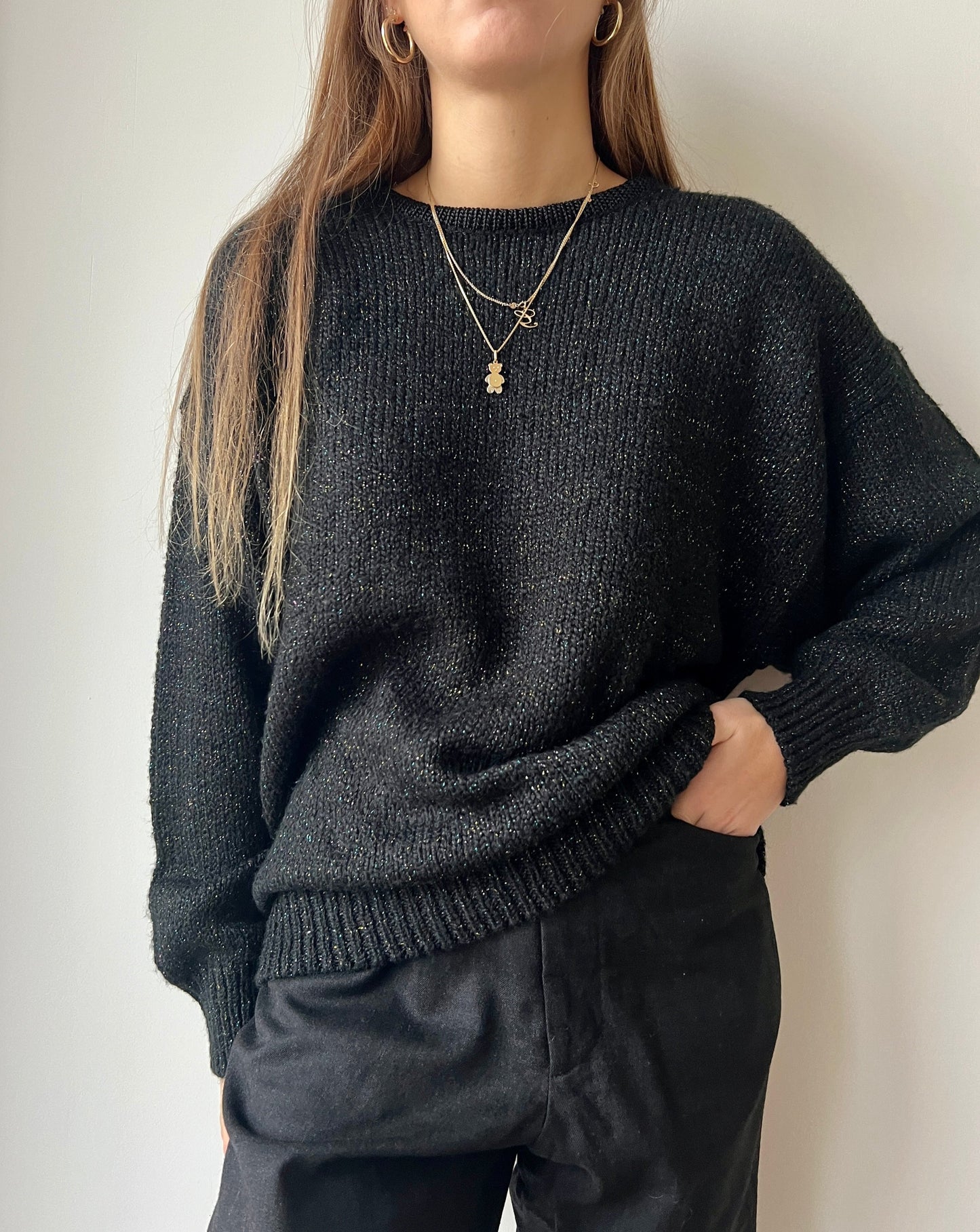 MAGLIONE NERO LAMÈ
